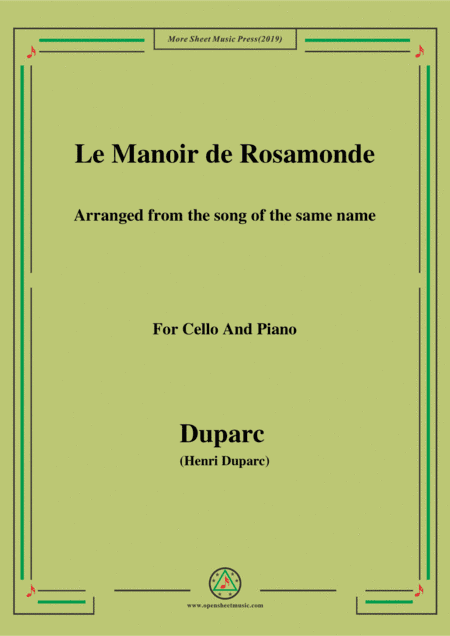 Duparc-Le Manoir de Rosamonde,for Cello and Piano (arr. MSM)