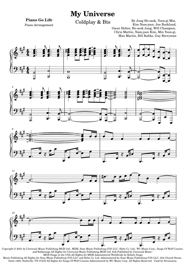 My Universe (arr. Piano Go Life)