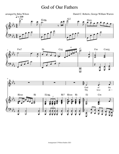 God of Our Fathers--vocal solo (treble clef) (arr. Beka Wilson)