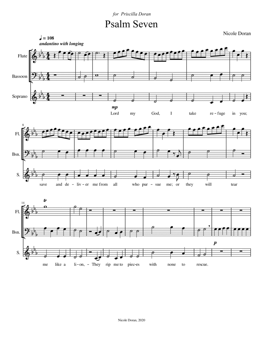 Psalm Seven for voice, flute, and bassoon