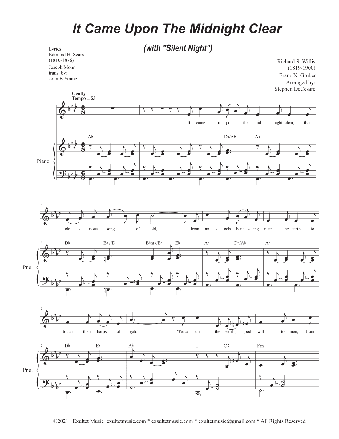 It Came Upon The Midnight Clear (with "Silent Night") (Vocal solo) (arr. Stephen DeCesare)