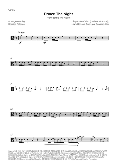 Dance The Night (arr. Rodrigo Faleiros)