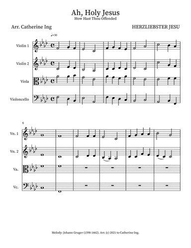 Ah Holy Jesus - String Quartet (arr. Catherine Ing)