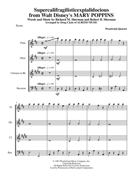 Supercalifragilisticexpialidocious from Walt Disney's MARY POPPINS (arr. Doug Clyde)