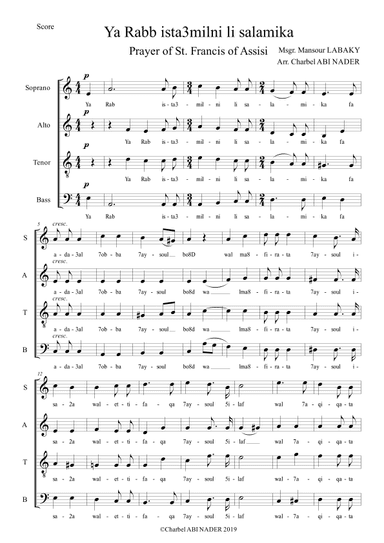 Ya Rabb ista'melni li salamika - يا ربّ إستعملني لسلامك (arr. Charbel ABI NADER)