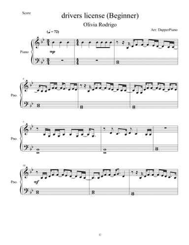 Drivers License (arr. DapperPiano)