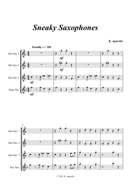 Sneaky Saxophones - Quartet for Young Sax Players (AAAT)