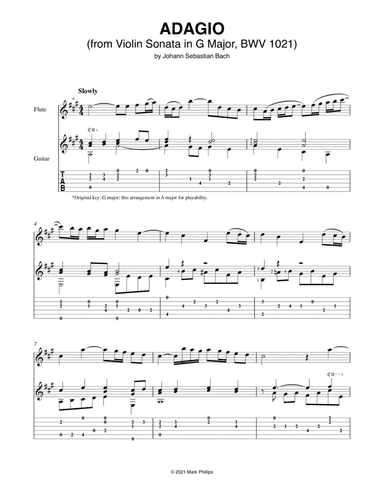 Adagio (from Violin Sonata in G Major, BWV 1021) (arr. Mark Phillips)