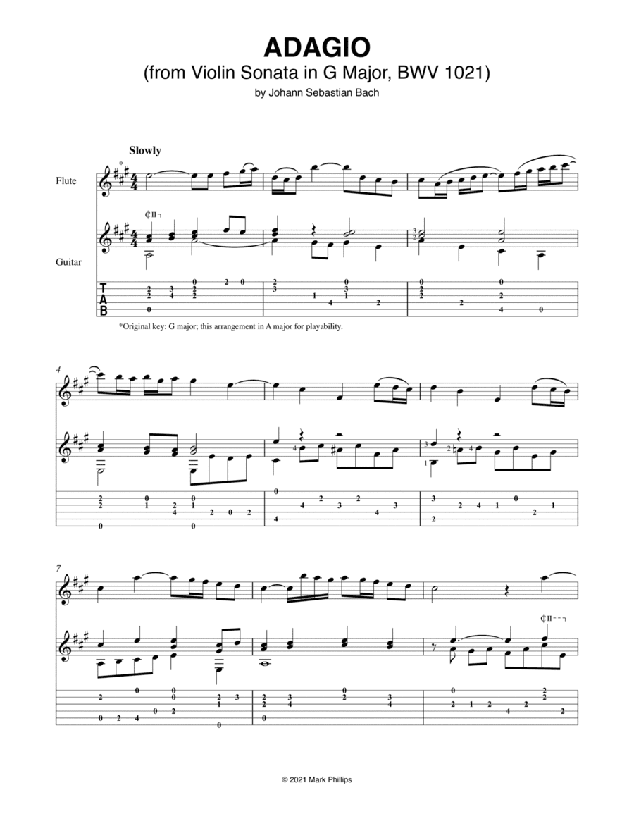 Adagio (from Violin Sonata in G Major, BWV 1021) (arr. Mark Phillips)
