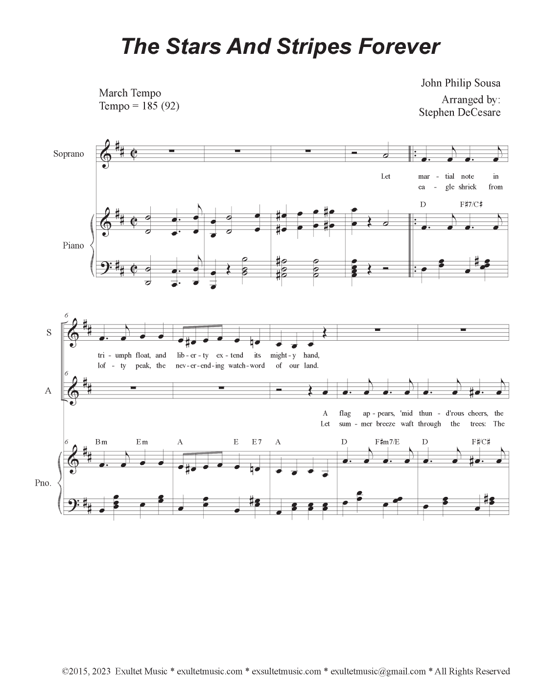 The Stars and Stripes Forever (2-part choir - (SA) (arr. Stephen DeCesare)