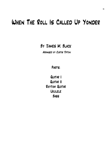 When The Roll Is Called Up Yonder for Guitar Group (arr. Curtis Tipton)