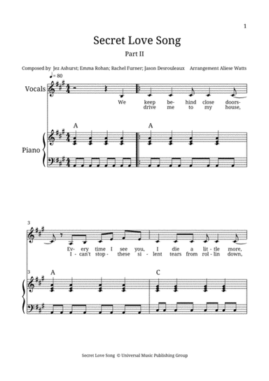 Secret Love Song (arr. Aliese Watts)