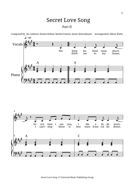 Secret Love Song (arr. Aliese Watts)