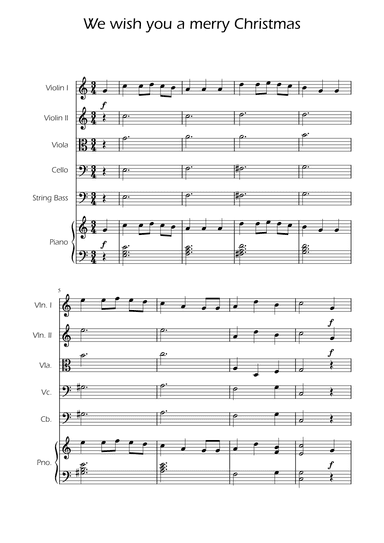 We Wish You a Merry Christmas - String Quintet w/ Piano (arr. Ygor Nunes)