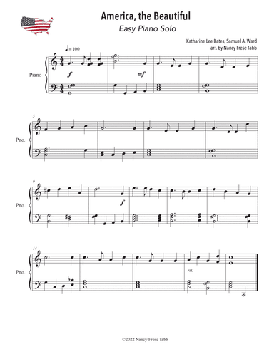 America, the Beautiful -Easy Piano Solo (arr. Nancy Frese Tabb)
