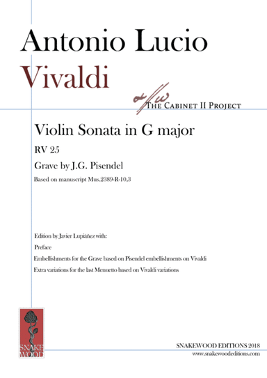 Vivaldi – Sonata in G major "per Pisendel" RV 25 (arr. Sneakwood Editions)