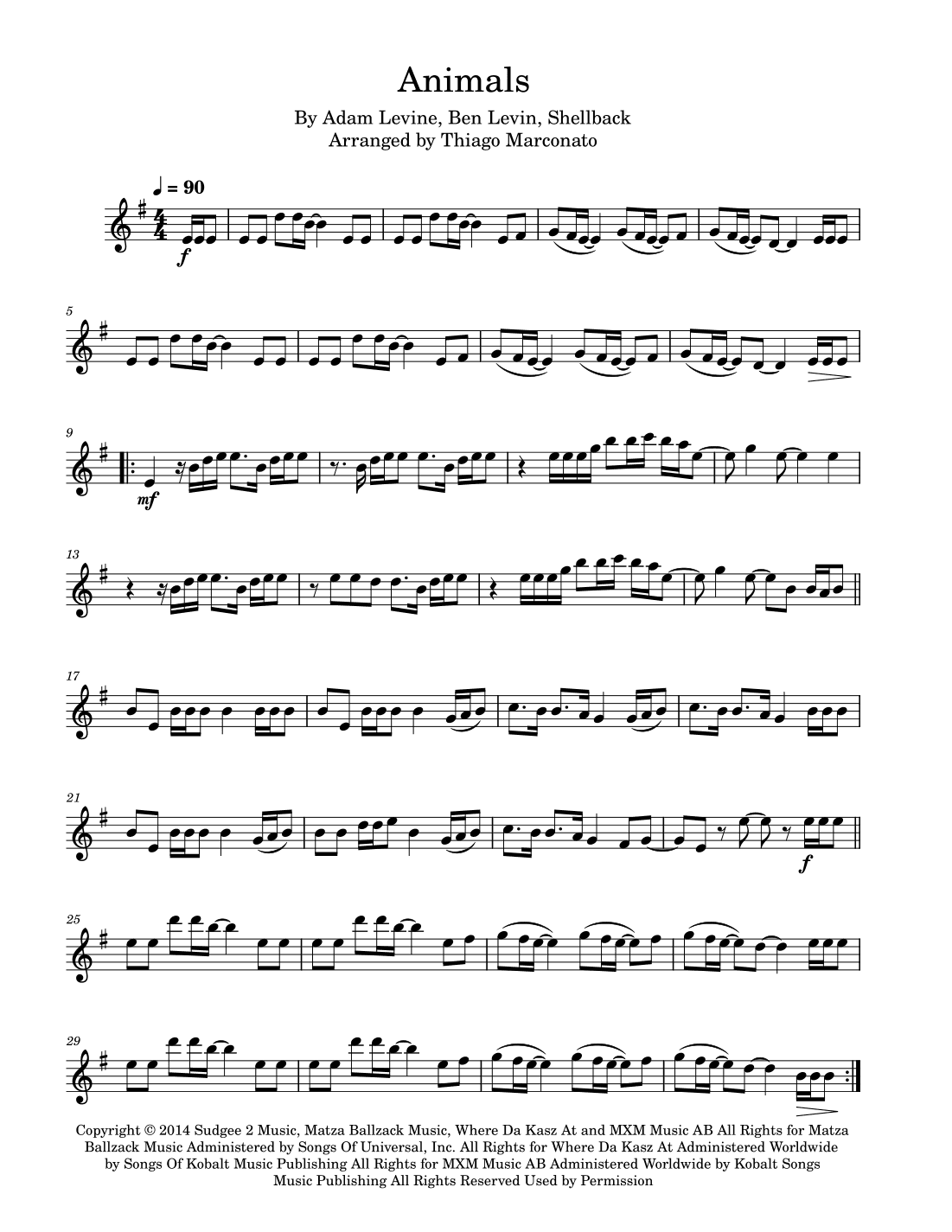 Animals (arr. Thiago Marconato)