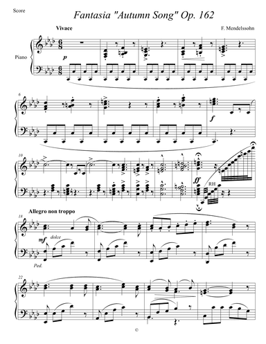 "Autumn Song" Op. 162 - Fantasia (arr. Nivs)