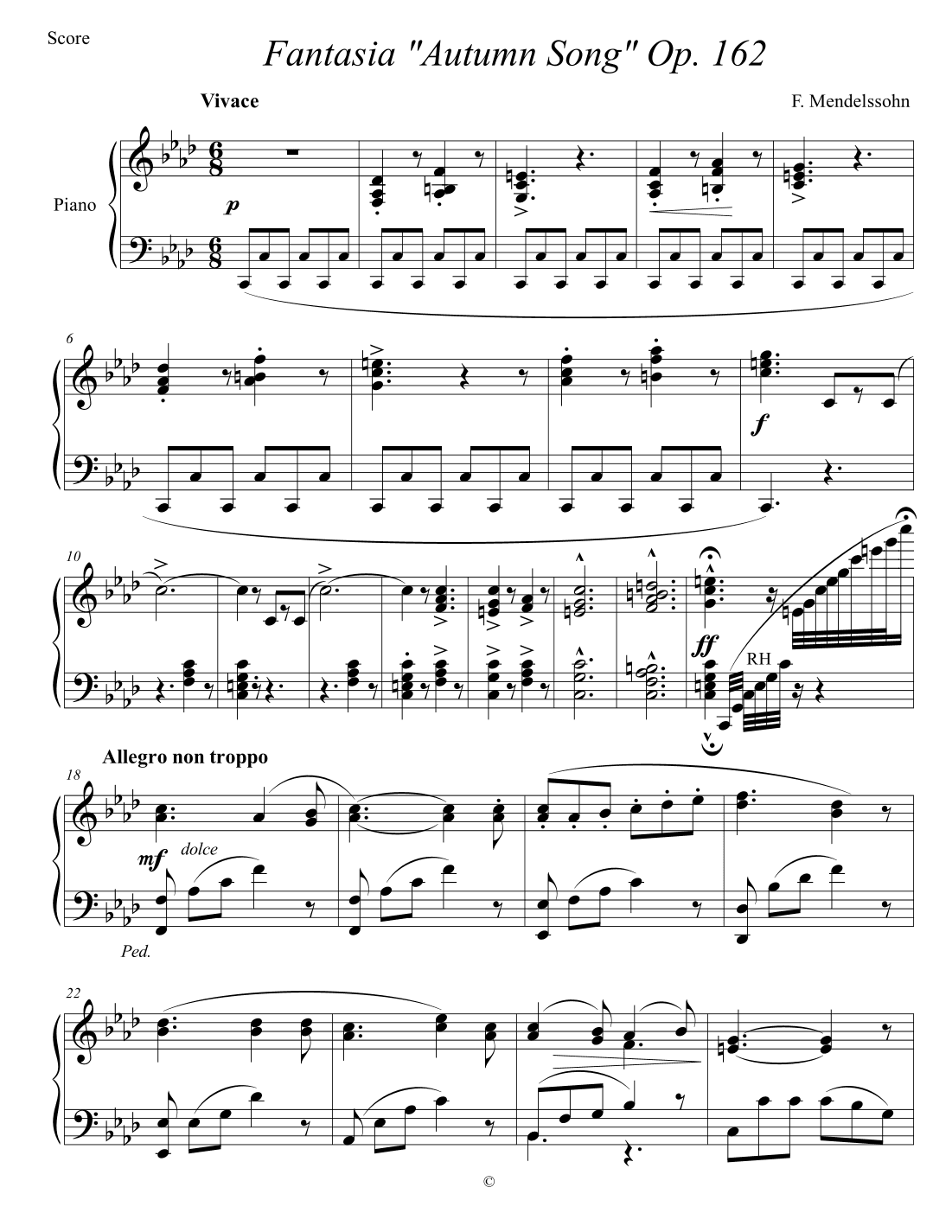 "Autumn Song" Op. 162 - Fantasia (arr. Nivs)