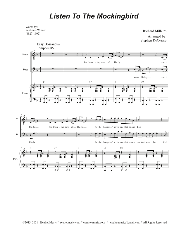 Listen To The Mockingbird (Duet for Tenor and Bass solo) (arr. Stephen DeCesare)