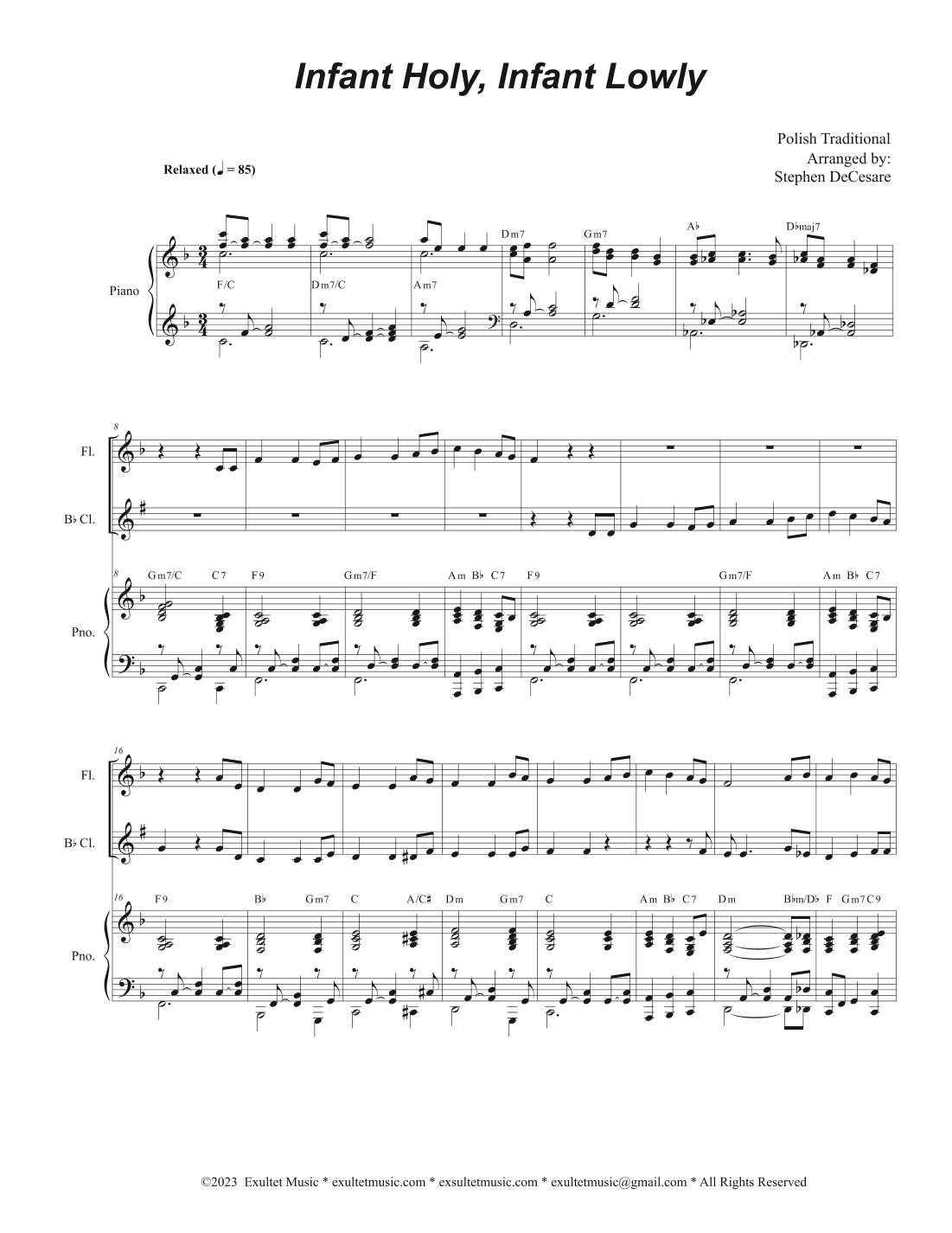 Infant Holy, Infant Lowly (Duet for Flute and Bb-Clarinet) (arr. Stephen DeCesare)