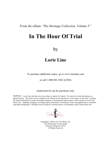 In The Hour Of Trial (arr. Lorie Line)