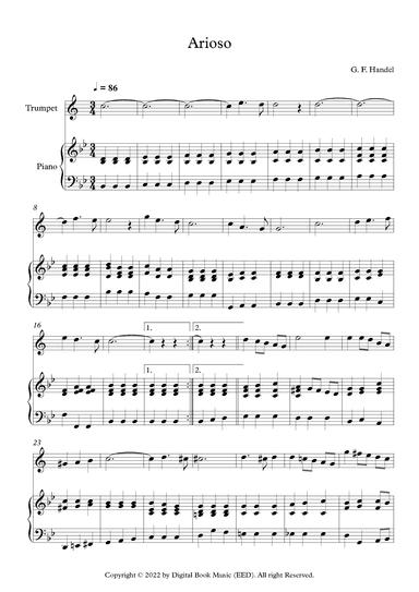 Arioso - George Frideric Handel (Trumpet + Piano) (arr. Digital Book Music)