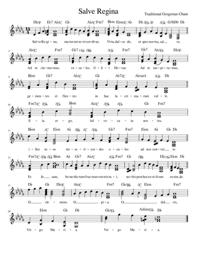 Salve Regina (Gregorian Chant with contemporary chord progression) (arr. Bonnie Wong)