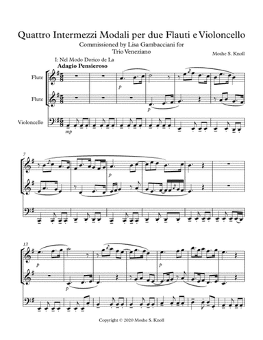 Four Modal Intermezzi for 2 Flutes and Cello