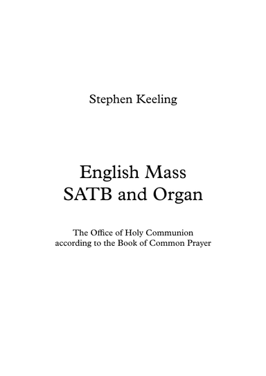 English Mass (Communion Service) - SATB and Organ