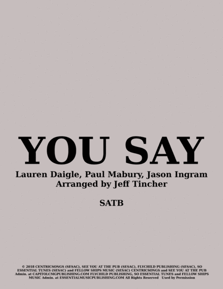 You Say (arr. Jeff Tincher)