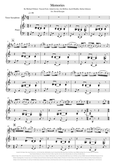 Memories (arr. David Kocijan)