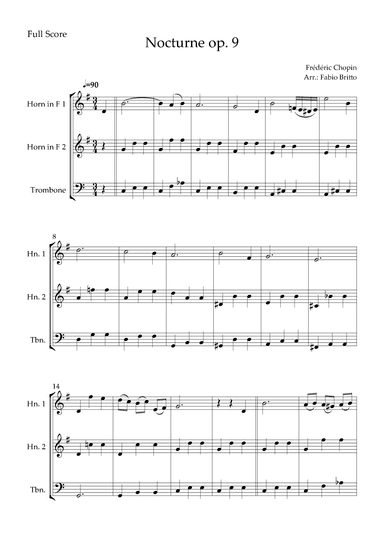 Nocturne Op.9 No. 2 (Frédéric Chopin) for Brass Trio (arr. Fabio Britto)