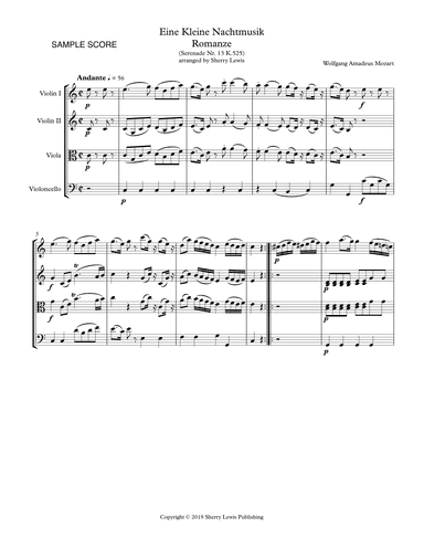 EINE KLEINE NACHTMUSIK - Romanze - (Andante) STRING TRIO, Intermediate Level (arr. S)