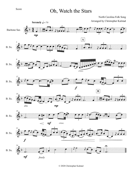 Oh, Watch the Stars (Unaccompanied Baritone Saxophone Solo) (arr. Christopher Kalstad)