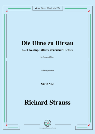 Richard Strauss-Die Ulme zu Hirsau,in f sharp minor,Op.43 No.3 (arr. OSM Press)