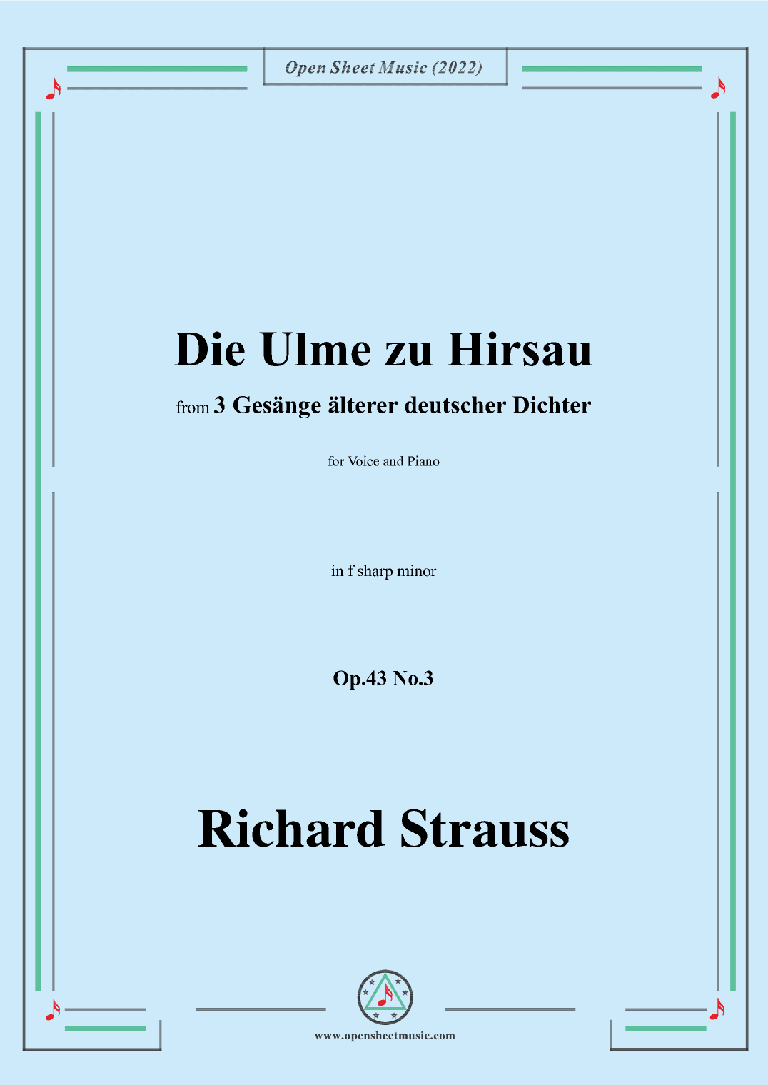 Richard Strauss-Die Ulme zu Hirsau,in f sharp minor,Op.43 No.3 (arr. OSM Press)