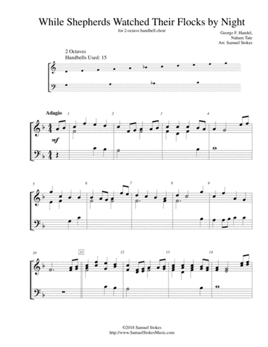 While Shepherds Watched Their Flocks by Night (Handel) - for 2-octave handbell choir (arr. Samuel Stokes)
