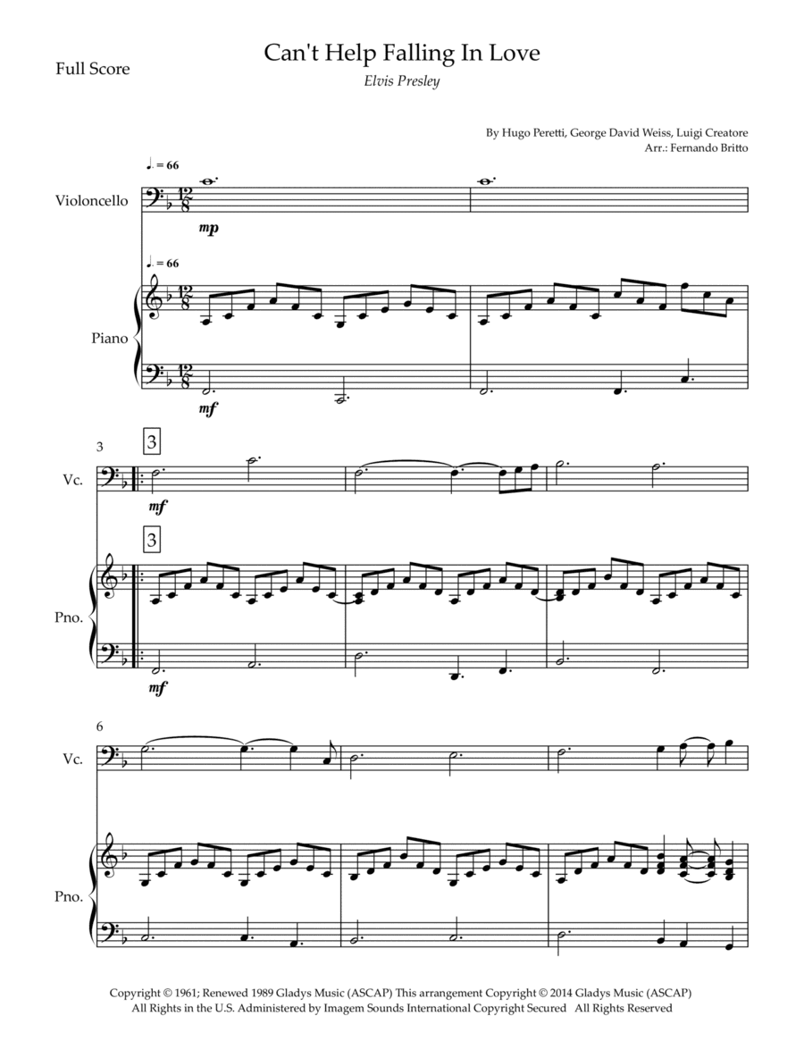 Can't Help Falling In Love (arr. Fernando Britto)