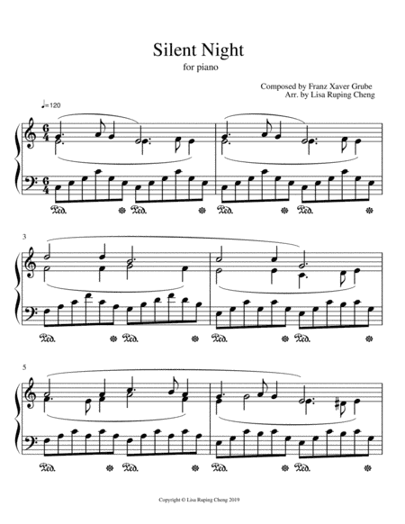 Silent Night Piano Solo for Intermediate Level (arr. Lisa Ruping Cheng)