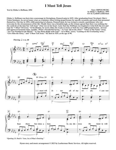 I Must Tell Jesus (arr. Lyndell Leatherman)