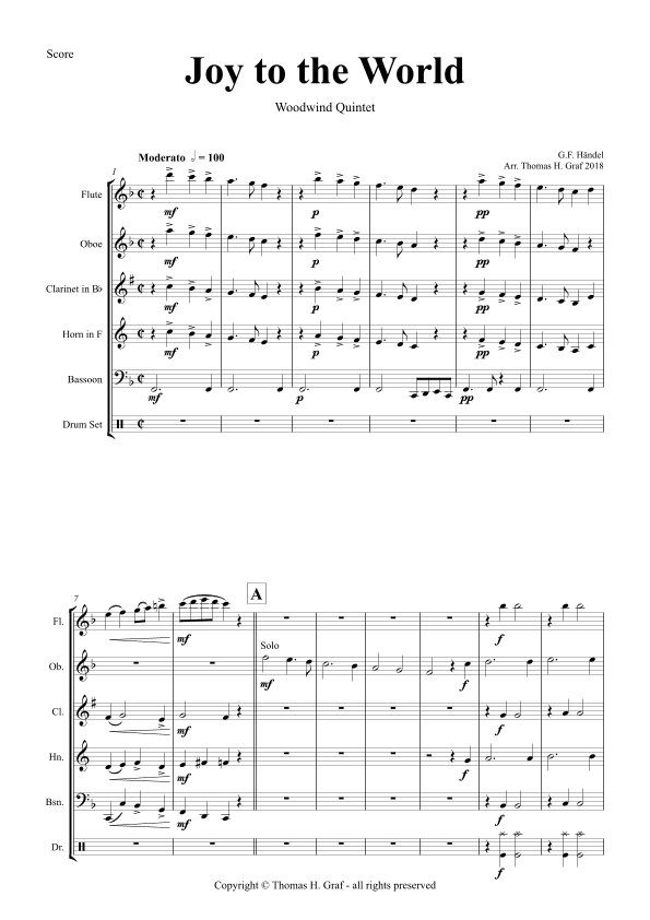 Joy to the World - Second Line Groove - Woodwind Quintet (arr. Thomas Graf)