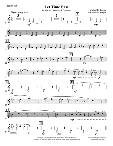 Let Time Pass, for Alto Sax, Tenor Sax & Trombone  (Tenor Sax part only)