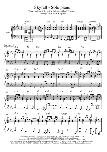 Skyfall (arr. Ioannis Kalpakis www.pianistas.gr)