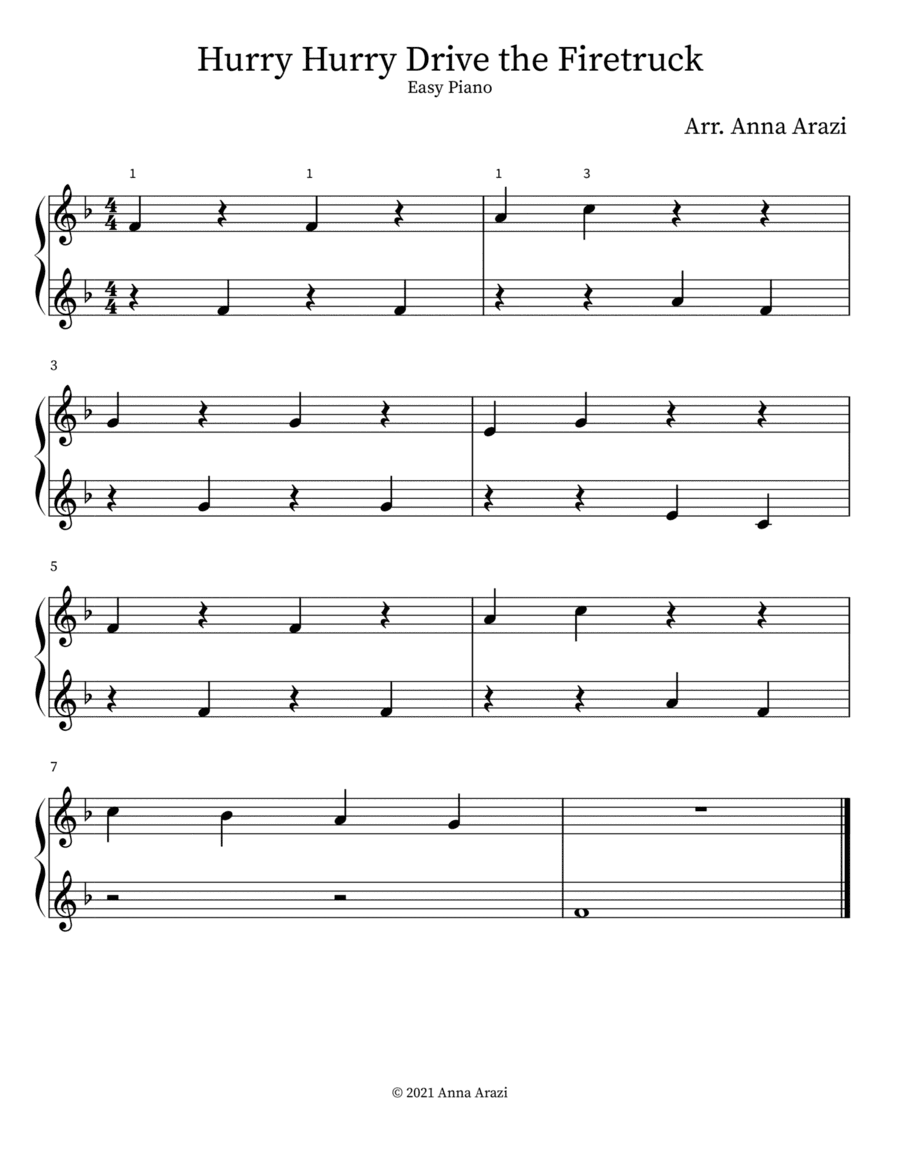 Hurry Hurry Drive the Fire Truck (arr. Anna Arazi)