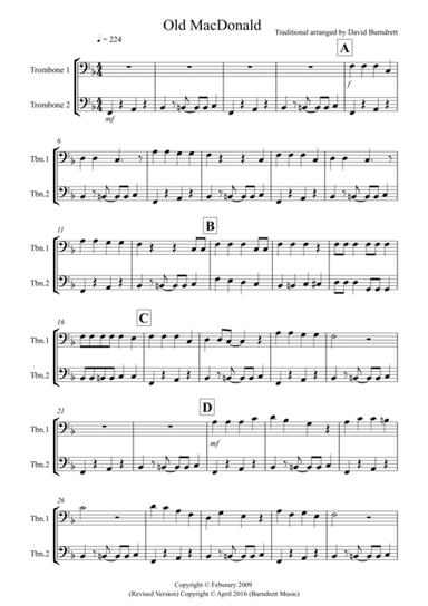Old MacDonald for Trombone Duet (arr. David Burndrett)