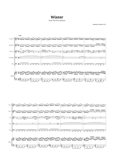 Largo from Winter by Vivaldi for Brass Quintet and Piano (arr. Langanho)
