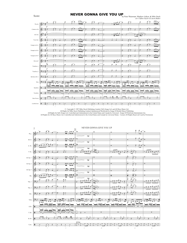 Never Gonna Give You Up (arr. Clifton Taylor & Jason Baker)