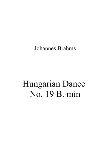 Johannes Brahms - Hungarian Dance No 19 B min (arr. Patrizia Luraschi)