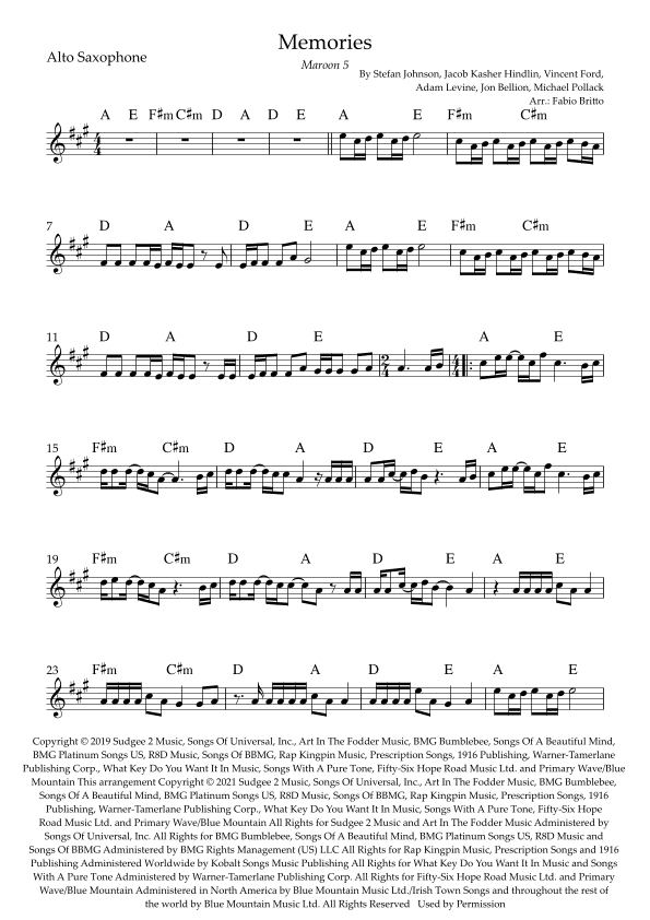 Memories (arr. Fabio Britto)